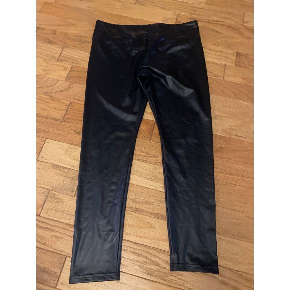 Wild Fable women's black faux leather high rise pull on leggings/pants size XL